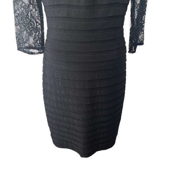 Adrianna Papell Black & Tan Lace Bodice Bodycon Dress Size 4 - Picture 5 of 5